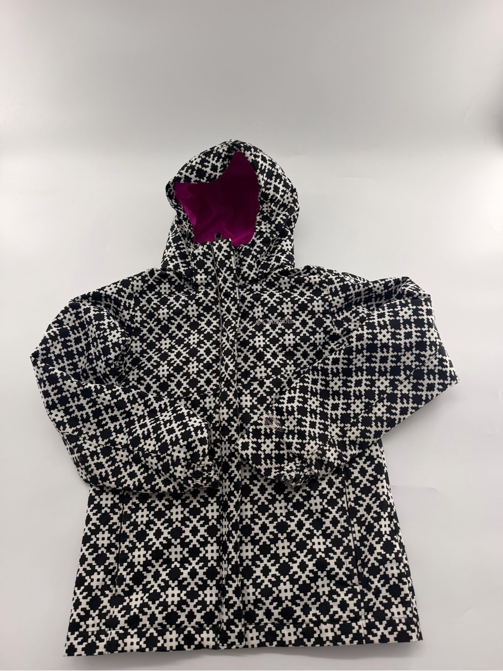 Columbia Girls 10/12 Winter Coat Outer shell Windbreaker Black White Interchange